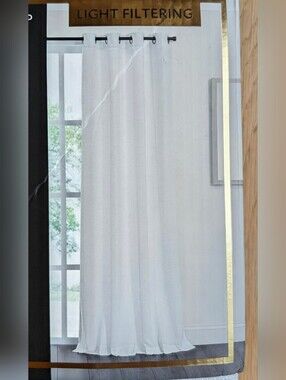 NWT Fieldcrest Lined White Linen Blend Light-Filtering Grommet Panel 50x84
